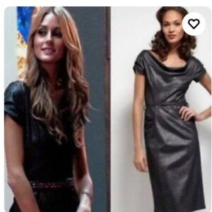 DIANE VON FURSTENBERG | BLACK LUREX WOOL BLEND ELLEN MARIE SHEATH DRESS, SIZE 10
